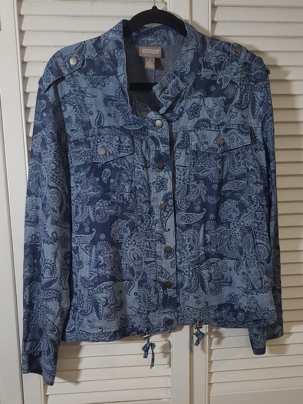 Chico's Blue Paisley Button-Front Jacket
